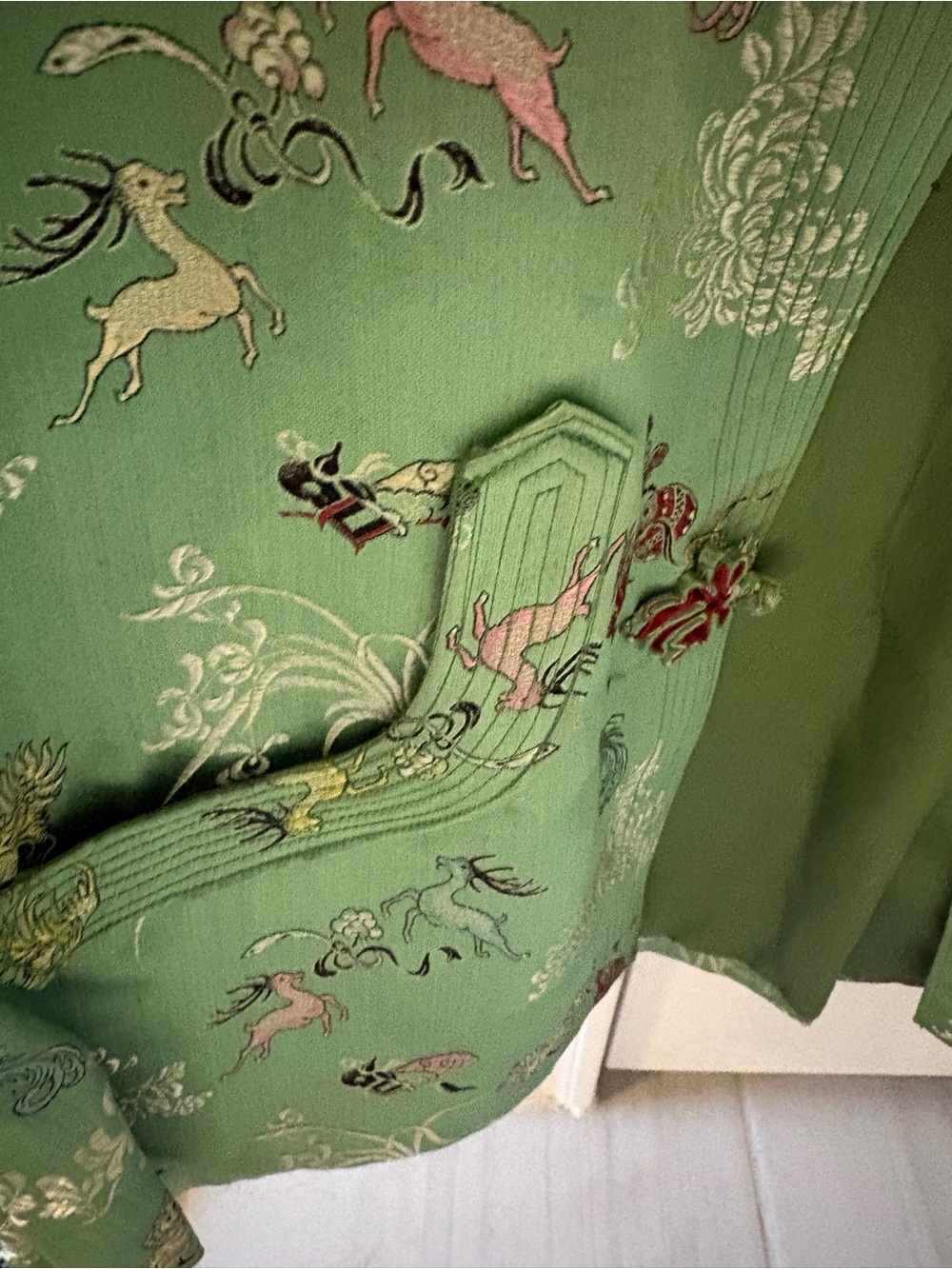 Vintage Green Embroidered Mandarin Collar Jacket - Picture 5 of 8